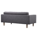 Element Mid-Century Modern Loveseat in Dark Gray Linen and Walnut Legs