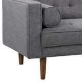 Element Mid-Century Modern Loveseat in Dark Gray Linen and Walnut Legs