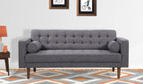 Element Mid-Century Modern Loveseat in Dark Gray Linen and Walnut Legs