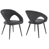 Elin Gray Faux Leather and Black Metal Dining Chairs - Set of 2