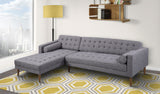 Element Left-Side Chaise Sectional in Dark Gray Linen and Walnut Legs