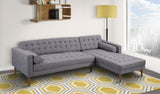 Element Right-Side Chaise Sectional in Dark Gray Linen and Walnut Legs