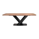 Everett Contemporary Dining Table in Matte Black Finish and Walnut Top