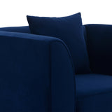 Everest Blue Fabric Upholstered Sofa Accent Chair with Brushed Gold Legs