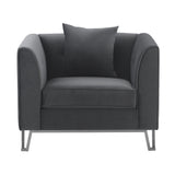 Everest Gray Fabric Upholstered Sofa Accent Chair with Brushed Stainless Steel Legs