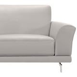 Everly Contemporary Sofa in Genuine Dove Gray Leather with Brushed Stainless Steel Legs