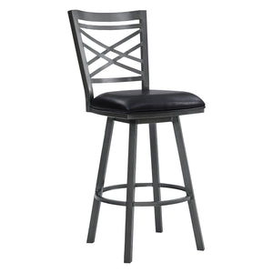 Fargo 26" Counter Height Metal Barstool in Mineral Finish with Black Faux Leather