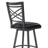 Fargo 26" Counter Height Metal Barstool in Mineral Finish with Black Faux Leather