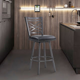 Fargo 26" Counter Height Metal Barstool in Mineral Finish with Black Faux Leather