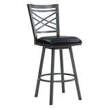 Fargo 30" Counter Height Metal Barstool in Mineral Finish with Black Faux Leather