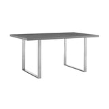 Fenton Dining Table with Gray Top and Brushed Stainless Steel Base