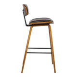 Fox 25.5" Counter Height Brown Faux Leather and Walnut Wood Mid-Century Modern Bar Stool 
