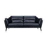 Franz 87" Modern Blue Genuine Leather Sofa