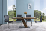 Fusion Contemporary Dining Table In Walnut Wood Top and Stainless Steel