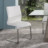 Fusion Contemporary Side Chair In White and Stainless Steel - Set of 2