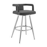 Gabriele Stainless Steel. Faux Leather 100% Polyurethane Barstool