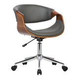 Geneva Poplar/Chrome Steel/Black Powder Coated Metal/Faux Leather 100% Polyurethane/Urethane Foam Office Chair