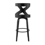 Gayle 26" Swivel Cross Back Grey Faux Leather and Black Wood Bar Stool