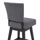 Gia 26" Counter Height Swivel Grey Fabric and Espresso Wood Bar Stool