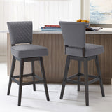 Gia 26" Counter Height Swivel Grey Fabric and Espresso Wood Bar Stool