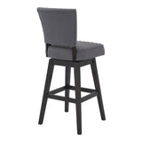 Gia 30" Bar Height Swivel Grey Fabric and Espresso Wood Bar Stool