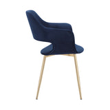 Gigi Blue Velvet Dining Room Chair with Gold Metal Legs - Set of 2