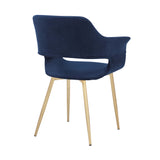 Gigi Blue Velvet Dining Room Chair with Gold Metal Legs - Set of 2