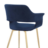 Gigi Blue Velvet Dining Room Chair with Gold Metal Legs - Set of 2