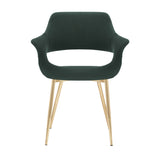 Gigi Green Velvet Dining Room Chair with Gold Metal Legs - Set of 2