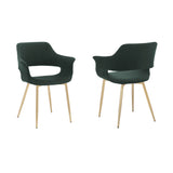 Gigi Green Velvet Dining Room Chair with Gold Metal Legs - Set of 2