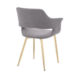 Gigi Grey Velvet Dining Room Chair with Gold Metal Legs - Set of 2