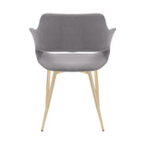 Gigi Grey Velvet Dining Room Chair with Gold Metal Legs - Set of 2