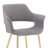 Gigi Grey Velvet Dining Room Chair with Gold Metal Legs - Set of 2