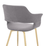 Gigi Grey Velvet Dining Room Chair with Gold Metal Legs - Set of 2