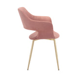 Gigi Pink Velvet Dining Room Chair with Gold Metal Legs - Set of 2