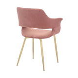 Gigi Pink Velvet Dining Room Chair with Gold Metal Legs - Set of 2