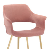 Gigi Pink Velvet Dining Room Chair with Gold Metal Legs - Set of 2