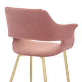 Gigi Pink Velvet Dining Room Chair with Gold Metal Legs - Set of 2