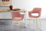 Gigi Pink Velvet Dining Room Chair with Gold Metal Legs - Set of 2