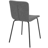 Gillian Modern Dark Gray Faux Leather and Metal Dining Room Chairs - Set of 2