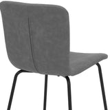 Gillian Modern Dark Gray Faux Leather and Metal Dining Room Chairs - Set of 2