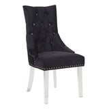 Gobi Modern and Contemporary Tufted Dining Chair in Black Velvet with Acrylic Legs