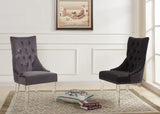 Gobi Modern and Contemporary Tufted Dining Chair in Gray Velvet with Acrylic Legs
