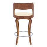 Grady 25" Swivel Cream Faux Leather and Walnut Wood Bar Stool