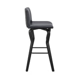 Gerty 30" Swivel Grey Faux Leather and Black Wood Bar Stool