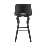 Gerty 30" Swivel Grey Faux Leather and Black Wood Bar Stool