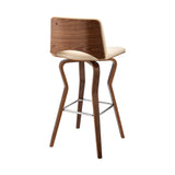 Gerty 26" Swivel Cream Faux Leather and Walnut Wood Bar Stool