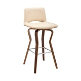 Gerty 26" Swivel Cream Faux Leather and Walnut Wood Bar Stool