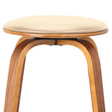 Harbor 26" Counter Height Backless Swivel Cream Faux Leather and Walnut Wood Mid-Century Modern Bar Stool