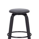 Harbor 26" Counter Height Backless Swivel Grey Faux Leather and Black Wood Mid-Century Modern Bar Stool